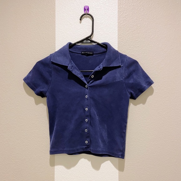 Brandy Melville Tops - BRANDY MELVILLE CAROLINE TOP CROPPED BUTTON UP